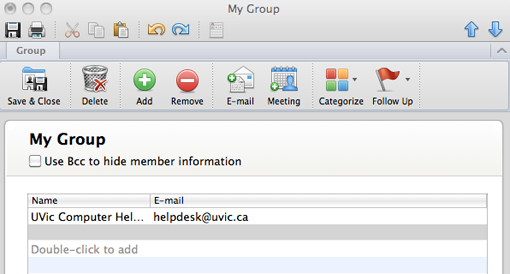 setup an email group in outlook for mac